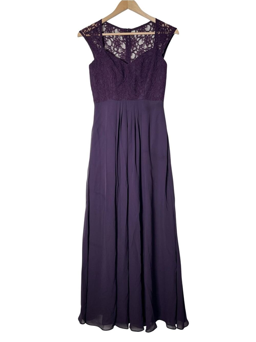 Bill Levkoff Deep Purple Lace Bodice Maxi Formal Gown size 2 B110